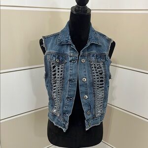 Vintage Havana Blue Distressed Denim Vest